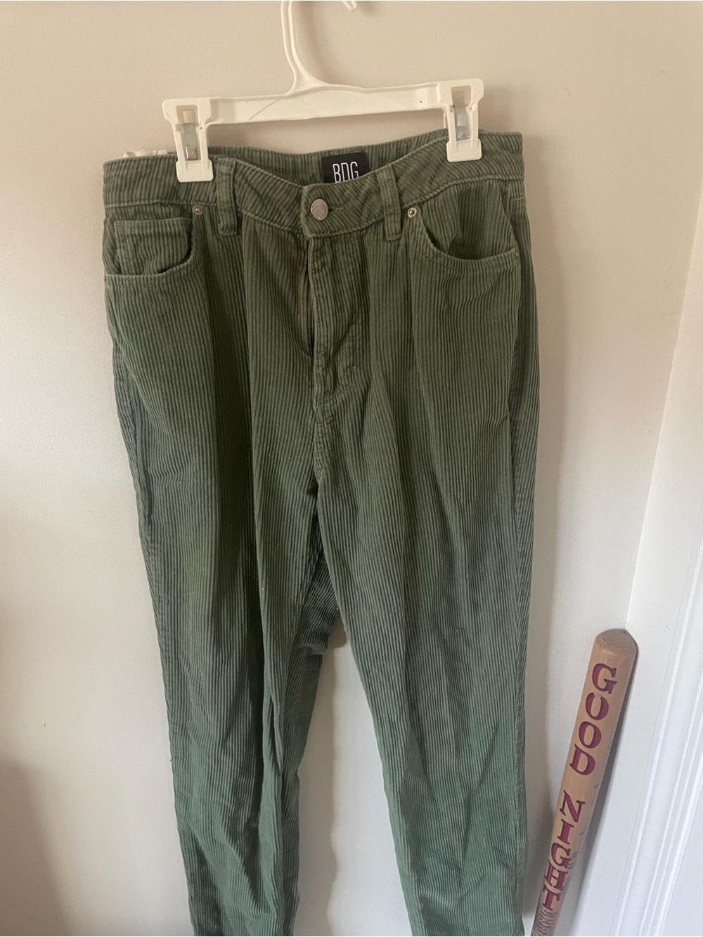 BDG Olive Green Corduroy Straight-Leg Pants